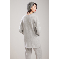 女士羊绒自带边V领套头衫