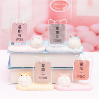 创意简约小清新桌面摆件仓鼠皮皮鼠台历 星期日历家居装饰品