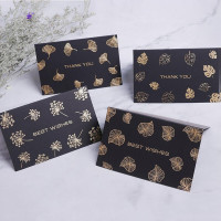 商务风格烫金贺卡 落叶系列 留言卡祝福卡邀请卡明信片邀请卡七夕情人节圣诞节儿童节日 一套(共4份)