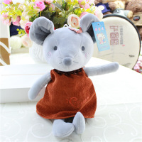 卡通生肖老鼠毛绒玩具年货鼠公仔新年礼品公司活动抓机布娃娃 红棕色衣服 坐高25厘米