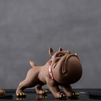 创意礼品 送女友送男友 生日节日狗年紫砂茶宠生肖狗摆件手工可养茶盘配件 恶霸犬茶玩旺财小萌宠
