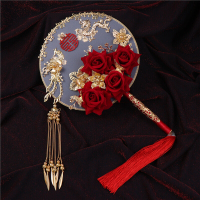 创意古风团扇新娘结婚女礼扇子出嫁手捧花中式秀禾服手工喜扇成品