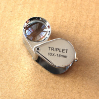 创意实用礼品 10倍珠宝放大镜 光学玻璃无色差三组合透镜送皮套