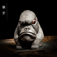 茶宠紫砂猩猩摆件金刚独牙茶玩茶盘家居装饰品紫砂礼品紫砂壶配件
