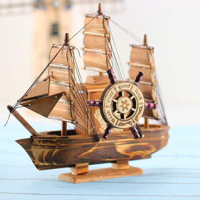 [工艺礼品][送老板 送领导 送朋友]木质工艺品摆件一帆风顺音乐帆船办公室摆饰学生礼品 FQ04音乐帆船
