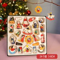 2019年新款木质圣诞老人圣诞树装饰品套装木质彩绘雪老人挂件