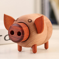 创意木质音乐盒 可爱小猪 八音盒天空之城木制艺品家居装饰摆件圣诞节生日伴手礼