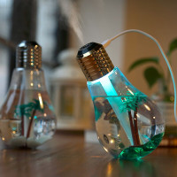 便携灯泡迷你喷雾加湿器七彩夜灯 开业小 客户员工 年会奖品纪念品 男女生 金色 400ML