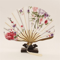日式 渐变 印花丝绢扇女 中国风扇子女式礼品折扇牡丹花小刀扇子