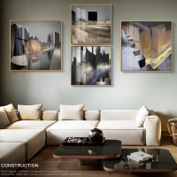 乔迁礼品现代简约黑白工业风建筑摄影装饰画商业办公室正方形工装墙面挂画