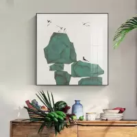 乔迁礼品新中式艺术装饰画现代抽象挂画正方形博物馆别墅玄关红色壁画飞鸟