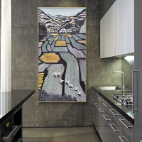 乔迁礼品日式玄关装饰画抽象艺术单幅竖版楼梯间墙面墙画浮世绘