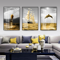 乔迁礼品轻奢客厅装饰画沙发背景墙三联壁画大尺寸现代简约办公室风景挂画