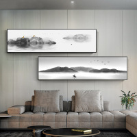 乔迁礼品新中式装饰画横版长幅山水墨客厅挂画现代简约酒店卧室壁画床头画