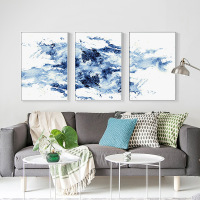 乔迁礼品北欧客厅装饰画现代简约抽象画壁挂画 三联办公室餐厅墙画帆布画