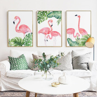 乔迁礼品北欧客厅装饰画 餐厅壁画墙画小清新玄关挂画火烈鸟三联画ins家居