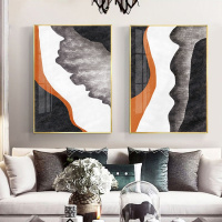乔迁礼品北欧现代样板房纯手绘装饰画玄关客厅沙发餐厅组合双联挂画大气画