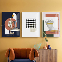 乔迁礼品组合装饰画北欧塑大卫挂画像黑白色壁画金色人物抽象现代简约