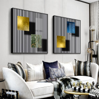 乔迁礼品现代简约沙发背景墙装饰画方形色块抽象挂画创个性餐厅北欧墙画