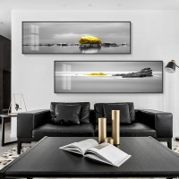 乔迁礼品北欧黑白卧室装饰画现代简约横版主卧床头挂画沙发背景墙风景壁画