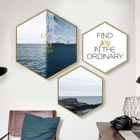 乔迁礼品北欧装饰画海洋挂画六边形壁画客厅背景墙画现代简约