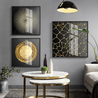 乔迁礼品后现代轻奢沙发背景墙装饰画金箔抽象挂画方形大气样板房个性墙画