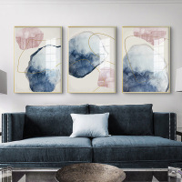 乔迁礼品北欧客厅装饰画沙发背景墙现代餐厅墙面装饰壁画色块抽象三联挂画