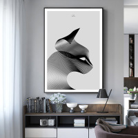 乔迁礼品北欧黑白灰装饰画极简玄关餐厅抽象画软装样板房壁画现代客厅挂画
