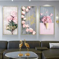 乔迁礼品现代简约竖版过道入户玄关装饰画客厅北欧植物走廊入挂画壁画