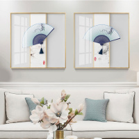 乔迁礼品新中式实物立体装饰画 水墨扇子工艺挂画客厅玄关酒店样板房壁画