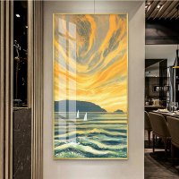 乔迁礼品新中式玄关过道装饰画竖版客厅抽象挂画墙画走廊创意壁画现代简约