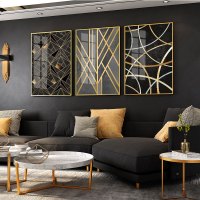 乔迁礼品北欧卧室床头壁画简约现代创意背景墙挂画抽象几何线条客厅装饰画