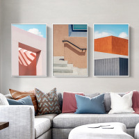 乔迁礼品装饰画色彩挂画色块壁画蓝绿粉红色客厅沙发背景墙艺术