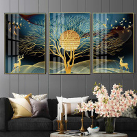 乔迁礼品北欧发财麋鹿客厅装饰画有框画沙发背景墙壁画现代简约墙画画