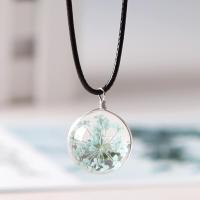 青歌吊坠礼品玻璃饰品玻璃球干花小文艺范蒲公英项链送女朋友生日七夕情人节送闺蜜