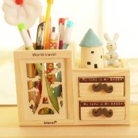 学生开学节日活动奖品儿童节送闺蜜同学实用生日小礼品 镂空木质笔筒-铁塔+七巧板