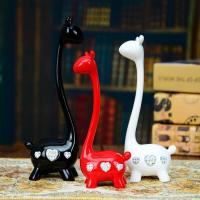 家居婚房婚庆装饰品树脂工艺礼品创意礼品浪漫小鹿一家三口摆件送闺蜜结婚 黑白红带钻三只鹿