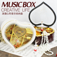 心型旋转女孩音乐盒桃心情侣八音盒情侣 颜色随机