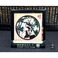 个性熊猫纪念品 熊猫皮影 人造水晶镜框摆件 中国特色送老外送长辈送教师节送老师