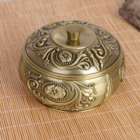 创意个性烟灰缸带盖老公生日男士客厅复古金属铜办公室烟灰缸