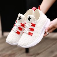 2018夏秋新款女式休闲老北京布鞋真飞织系带小白鞋平底运动式网鞋