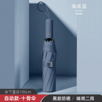 全自动雨伞男女折叠遮阳防晒防紫外线黑胶大号晴雨两用超大太阳伞 莫兰迪自动晴雨伞-海底蓝