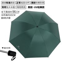 小清新自动三折女学生黑胶防晒遮阳折叠太阳伞定制印广告 军绿色 经典UV