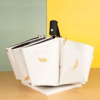 小清新自动三折女学生黑胶防晒遮阳折叠太阳伞定制印广告 北极白色 全自动款羽毛米白