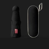 胶囊太阳伞女防晒防紫外线遮阳晴雨伞两用迷你五折叠超轻小巧便携 梦幻黑(加大五折8骨pro)+胶囊壳