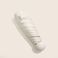 胶囊太阳伞女防晒防紫外线遮阳晴雨伞两用迷你五折叠超轻小巧便携 浅米色(轻巧五折6骨air)