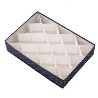 抽屉收纳分隔板衣柜隔断自由组合蜂巢式袜子收纳格塑料盒神器型 六片装白色菱形隔板+蓝色收纳盒