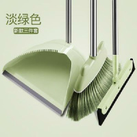 浅绿-3件套[升级刮齿款] 扫把套装米白色魔术拖把扫帚畚箕清洁粉红色组合家居用品工具无痕