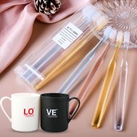 水晶款两盒(8支装)+情侣杯 软毛牙刷成人高档水晶口腔清洁细毛实惠家庭装情侣透明小头护龈装