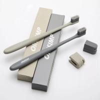 高端软毛小头款(2支装-灰+米) 牙刷 [高端牙刷+杯子+牙膏]成人超细软毛小头牙刷防出血日系带防尘盖